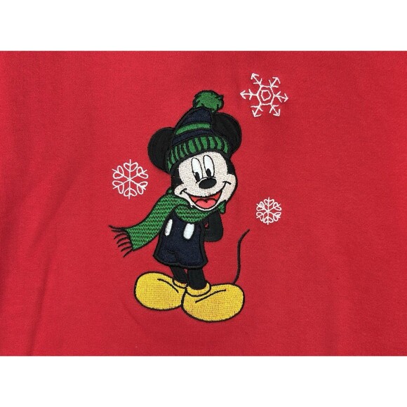 Vintage Disney Mickey Mouse Sweatshirt Women’s PM Red Scarf Embroidered - Picture 2 of 11